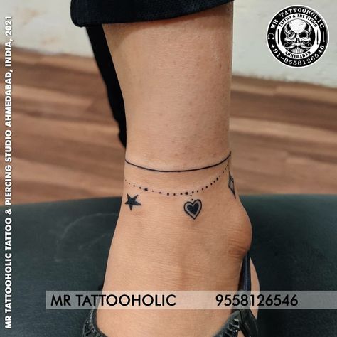 Any Tattoo & Piercing inquiry 🧿 Call/ 9558126546 Whatsapp/9558126546 Adress:- FF 120, Above Jay Bhavani, Opp. Rahul Tower, Nr Gopi Restaurant, Anandnagar, Setellite, Ahmedabad Gujrat ______________________________ #ankletattoo #anklets #bracelettattoo #bracelets #legtattoo #wristtattooforgirls #linetattoo #finelinetattoo #dotwork #star #diamondtattoo #diamond #heart #hearttatoo #mrtattooholic #tattoostyle #tattoolife #tattooidea #tattoodesign #tattoostudio #tattooart #tattoos #ahmedbadtatto #t Anklet Tattoo, Any Tattoo, Anklet Tattoos, Diamond Tattoos, Tattoo Bracelet, Ankle Tattoo, Fine Line Tattoos, Line Tattoos, Life Tattoos