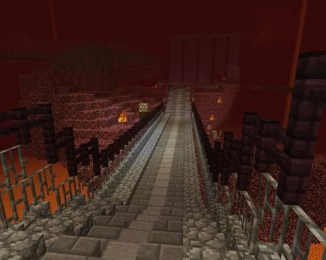 Minecraft Nether Bridge Ideas, Nether Bridge Minecraft, Nether Build Ideas, Minecraft Nether Bridge, Nether Tunnel Minecraft, Nether Base Minecraft, Nether Tunnel, The Nether Minecraft, Nether Builds