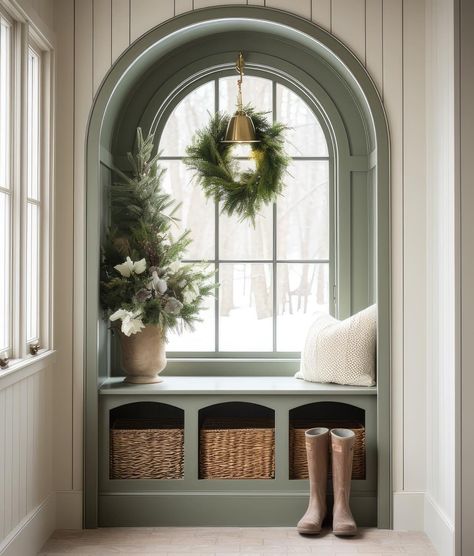 Kelly Jones, Built In Bunks, Transitional Decor Kitchen, Arched Windows, Window Seat, Cottage Homes, Beautiful Interiors, House Inspo, Built Ins