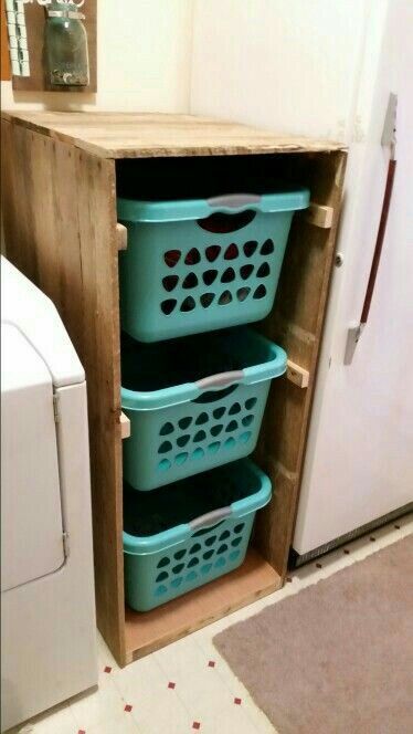 new laundry room ideas Diy Lavanderia, Diy Laundry Room Storage, Laundry Basket Holder, Basket Holder, Laundry Room Diy, Diy Laundry, Laundry Room Storage, Diy Holz, Laundry Mud Room