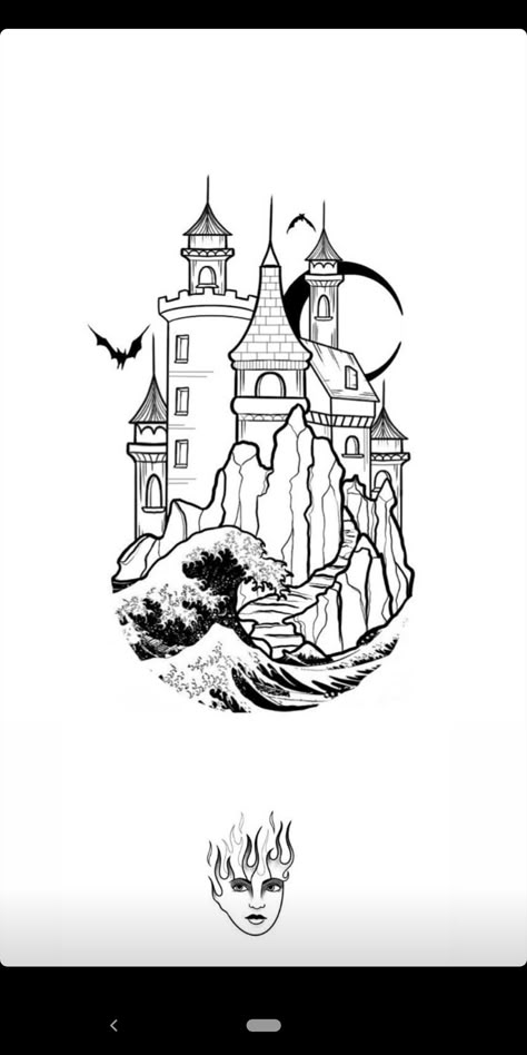 Dark Castle Tattoo Design, Vampire Castle Tattoo, Castle Tattoo Design, Transylvania Castle, Building Tattoo, Vampire Castle, Castle Silhouette, Castle Tattoo, Dark Castle