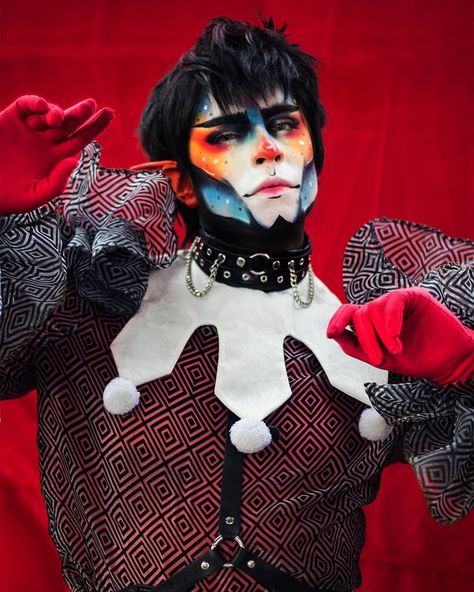 Demon Clown, Drag King Makeup, Clown Outfit, Clown Clothes, Drag Make-up, Creepy Halloween Makeup, King Outfit, Drag King, Drag Makeup