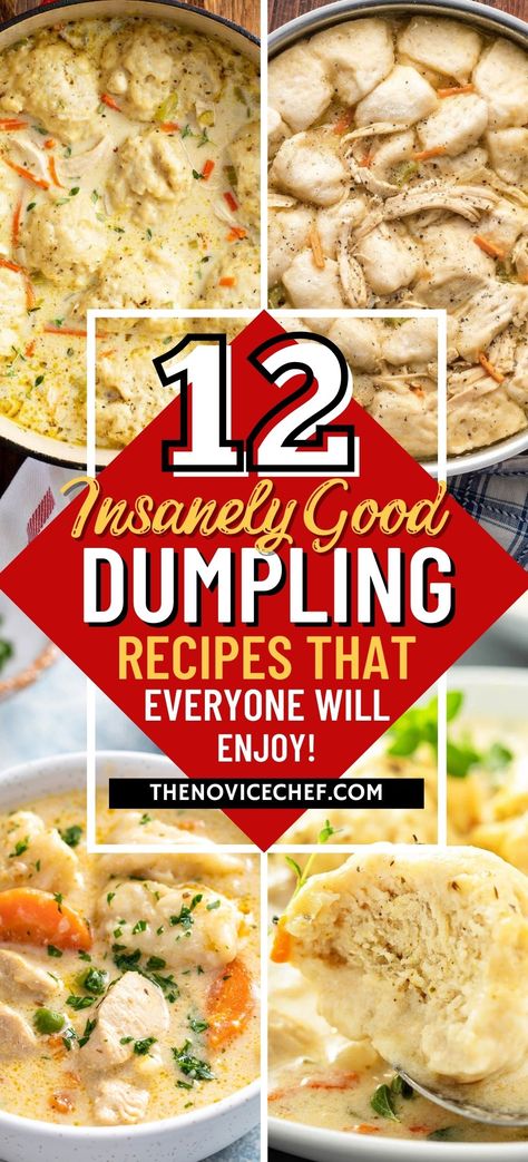 A flavorful round-up of the best dumpling recipes! Easy tips for making homemade wontons, potstickers, creamy chicken and dumplings and more. Flavorful Chicken And Dumplings, Ip Chicken And Dumplings, Quick Easy Chicken And Dumplings, Dense Dumplings Recipe, Creamy Chicken Dumplings, Diy Chicken And Dumplings, Best Homemade Dumplings, Polish Chicken And Dumplings, Beef Soup Dumplings Recipe