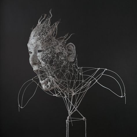 Yuichi Ikehata, Stylo Art, Organic Sculpture, Wire Sculptures, Wire Art Sculpture, Live Art, Colossal Art, Digital Elements, Marble Sculpture