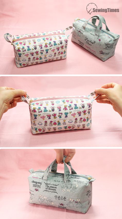 Box Bag Pattern, Diy Toiletries, Makeup Bag Pattern, Toiletry Bag Pattern, Cosmetic Bag Pattern, Diy Makeup Bag, Projek Menjahit, Zipper Pouch Tutorial, Pouch Tutorial