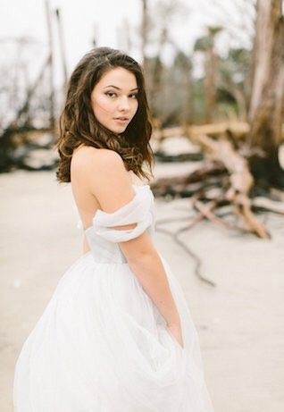 Stormy Beach, Off The Shoulder Wedding Dress, Shoulder Wedding Dress, Madelyn Cline, Romantic Beach, Beach Elopement, Best Wedding Venues, American Actress, Sleeveless Wedding Dress