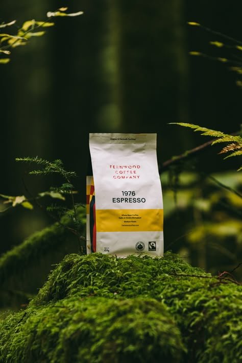 Fernwood Coffee Victoria Coffee Product Photography Ideas, Coffee Package Photography, Coffee Photoshoot Product, Coffee Bag Photography, Coffee Bags Photography, Coffee Bag Product Photography, Packing Coffee, Takeaway Coffee Photography, Coffee Packet Photography