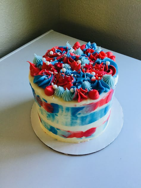 Red And Blue Drip Cake, Red White Blue Smash Cake, Red And Blue Birthday Cake, Red And Blue Cake Design, Red White And Blue Smash Cake, Red White And Blue Cake Decorating, Red White Blue Cake Ideas, Red White And Blue Cake Ideas, Red White And Blue Cakes