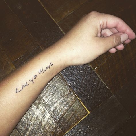 Handwriting tattoo Personal Handwriting Tattoos, Tattoo With Signature Handwriting, Mom Handwriting Tattoo Ideas, Kids Writing Tattoo, Tattoo Ideas Handwriting, Kids Handwriting Tattoo, Handwriting Tattoo Ideas, Small Writing Tattoo, Hand Writing Tattoo