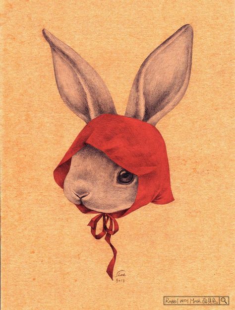 | shae syu Little Red Riding Hood Tattoo, Little Red Riding Hood Illustration, Rabbit Jokes, Arte Pulp, Pet Sounds, Rabbit Illustration, Bunny Drawing, Vintage Rabbit, Vintage Bunny