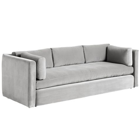 Hackney is a comfortable, clean-lined and classic sofa designed by Sebastian Wrong for Hay. The sofa is fully upholstered in velour fabric Lola that gives it a soft and glamorous finish. Classic Sofa Designs, Grey Velvet Sofa, Antique Side Table, Hay Design, Grey Couches, Classic Sofa, Stylish Sofa, Gray Sofa, Grey Velvet