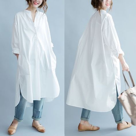 Long Shirt Women, Oversized Fashion, Oversized Button Down Shirt, White Long Sleeve Blouse, Long Shirt Dress, Dress Shirts For Women, White Shirt Dress, 가을 패션, Long Sleeve Shirt Dress