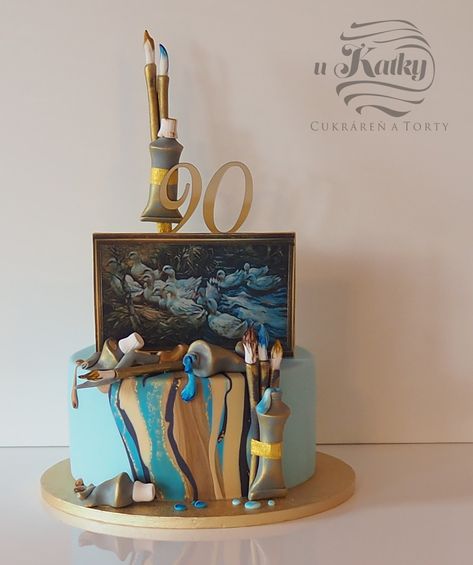 Artist Cake Design, Painter Birthday Cake, Cakes For Artists, Artist Cake Birthday, Cake For Painter Artists, Birthday Cake Artist, Birthday Cake For Artist, Art Themed Cake, Painter Cake Ideas