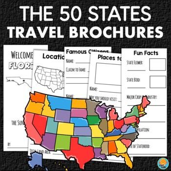 This is a set of templates to make travel brochures about each of the 50 states. These can be used for your study of the U.S., its regions, and geography. They give students a structure to follow when doing research. Since there is a brochure for every state, you can easily assign a different one to... Travel Brochure Project, 50 States Travel, The 50 States, Travel Brochure Template, 7 Continents, Travel Brochure, Trifold Brochure, 50 States, Brochure Template