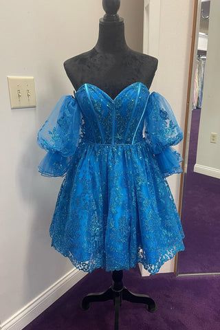 Silky Dress Short, Semi Formal Dance Dresses, Semi Formal Dance, 8th Grade Prom Dresses, Prom Dresses Short Blue, Dresses Short Blue, Formal Dance Dresses, Blue Lace Prom Dress, Dresses For Dances