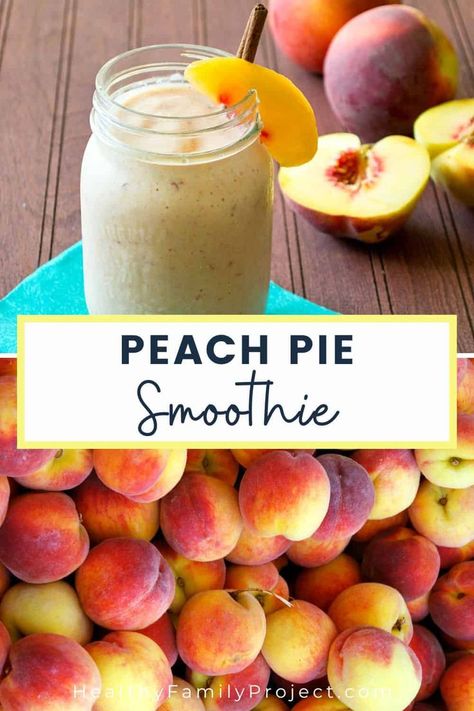 Peach Pie Smoothie | This peach pie smoothie is a great way to get more fruit in your diet. It’s packed with vitamins and minerals, and it’s a delicious and refreshing treat. | Healthy Family Project #healthy #smoothie #recipes #peach #peaches #smoothies Peach Smoothie Recipes Healthy, Nutritional Eating, Healthy Peach Recipes, Homemade Smoothies Recipes, Peach Smoothie Recipes, Fresh Peach Recipes, Coconut Milk Smoothie, Dessert Healthy, Peach Smoothie