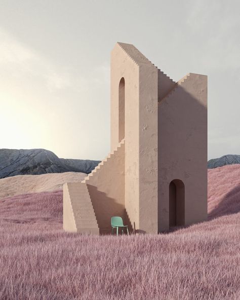 'Stairs' is an Escher-inspired series of architectural 3D renderings by Murat Yıldırım. Minimalist Surrealism, Dreamscape Architecture, 3d House, Cool 3d, Minimalist Architecture, Designs Ideas, House Designs, 3d Rendering, Surrealism