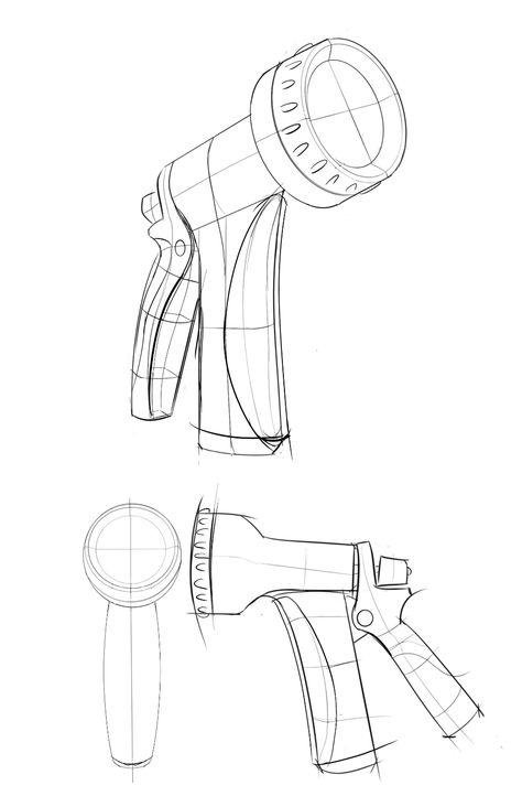 ArtStation - Garden Hose Nozzle Redesign, Colin Boylan Product Design Drawing Sketches, Product Design Sketch Concept, Product Redesign, Industrial Objects, Basic Sketching, Mechanical Projects, Pink Wallpaper Hello Kitty, Structural Drawing, Concept Draw