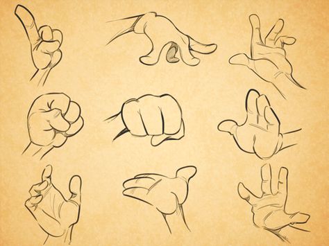 Four Fingers Hands Drawing, 4 Finger Hand Drawing, Three Fingers Drawing, Comics Hands, Glove Tutorial, Hands Anime, Hands Cartoon, Cartoon Hands, Hands Vector