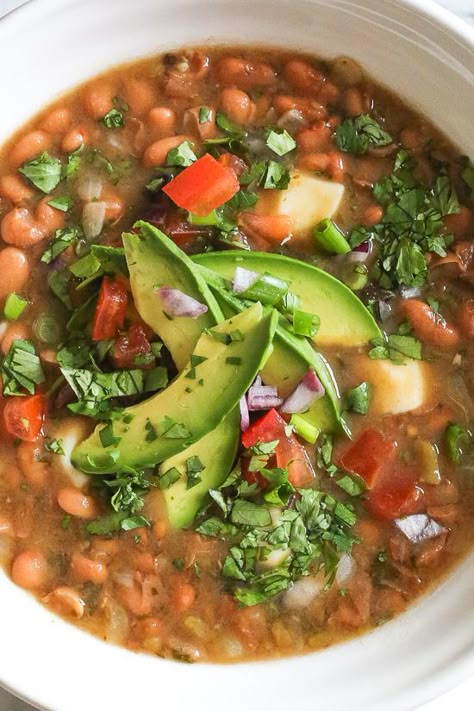 Mexican Bean Soup, Mexican Pinto Beans, Pinto Bean Soup, Homemade Beans, Skinnytaste Recipes, Skinny Taste Recipes, Pinto Beans, Dried Beans, Insta Pot