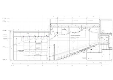 Auditorium Terminologies | Acoustics Auditorium Section, Theatre Section, Trap Room, Auditorium Plan, Architectural Sections, Auditorium Architecture, Auditorium Design, Theatre Curtains, Auditorium Seating