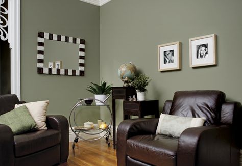 Worldly Living - Personal touches bounce from colours with depth such as Norway Spruce Dulux Pine Needle, British Paints Colours, Emerald Glade Dulux Paint, Pumice Brown Dulux Heritage, Resene Interior Paint Colours, British Paints, Norway Spruce, Paint Color Chart, Paint Colour