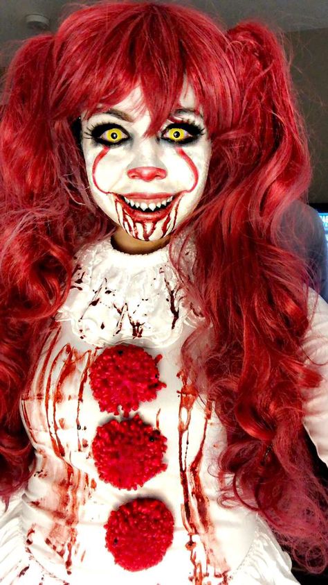 #scary #pennywise #pennywisethedancingclown #horror #halloween #halloweenmakeup #halloweenparty #halloweencostumes #halloweencostumesforwomen Scary Pennywise, Pennywise Cosplay, Clown Girl, Evil Tattoos, Pennywise The Dancing Clown, Scary Clown, Evil Clowns, Scary Clowns, Horror Halloween