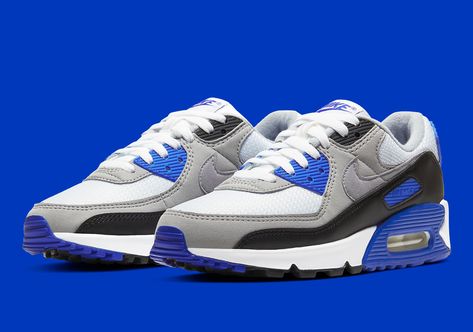 Nikes Revival Of The Classic Grey Air Max 90 Includes This Royal Blue Option Nike Air Max 90 Blue, Air Max 90 Blue, Blue Air Max, Nike Shoe Store, Daily Vlog, Air Shoes, Nike Shoe, Nike Elite Socks, All Nike Shoes