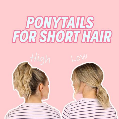 Short Haired Ponytail, How To Make A High Ponytail With Short Hair, Shirt Hair Ponytail, Voluminous Ponytail Short Hair, Ponytail Styles For Medium Length Hair, Lob In A Ponytail, High Ponytails For Short Hair, Kayley Melissa Hair, Fancy Ponytail Hairstyles Short Hair