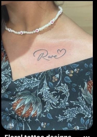 Tattoo Collar Bone, Rare Tattoos, Tattoo Artist Tattoo, 16 Tattoo, Small Chest Tattoos, Tattoo Design Tattoo, Bone Tattoo, Script Tattoo, Hand Tattoos For Girls