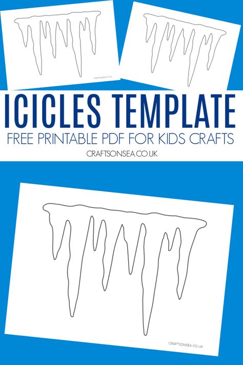 Icecicle Crafts For Preschool, Paper Icecicles, How To Draw Icicles, Icicle Crafts For Kids, Paper Icicles Diy, Christmas Decoration Printable, Icicle Craft Preschool, Felt Icicles, Icicles Craft