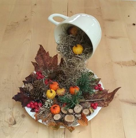 Winter Fairy Garden, Floating Cup, Tea Cup Centerpieces, Floating Tea Cup, Floating Cups, Tea Cup Art, Garden Centerpiece, Teacup Crafts, White Tea Cups