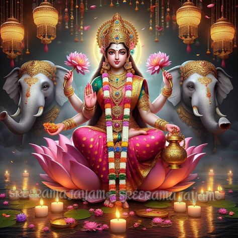 Gajalakshmi Images, Gaja Lakshmi, Maha Lakshmi, Lucky Wallpaper, Lakshmi Devi, Lord Wallpapers, Shiva Lord, Sanatana Dharma, Shakti Goddess