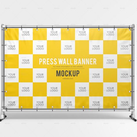 Press Wall Banner Mockup Set Wall Banner Design Ideas, Backdrop Logo Design, Backdrop Banner Design Ideas, Backdrop Design Banner, Wall Banner Design, Backdrop Banner Ideas, Backdrop Mockup, Logo Backdrop, Press Wall