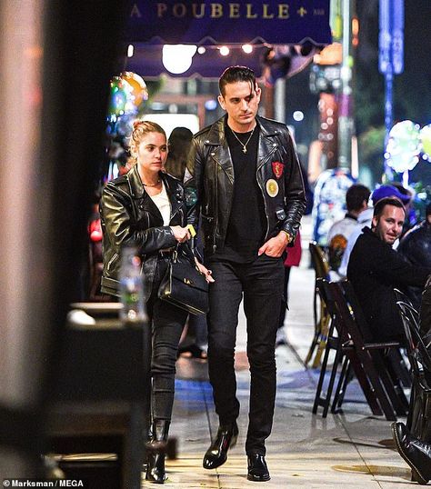 G Eazy Outfits, G Eazy Style Outfits, G Eazy Aesthetic, G Eazy Leather Jacket, Blackbear Singer, G Eazy Style, French Dinner, British Style Men, Black Leather Moto Jacket