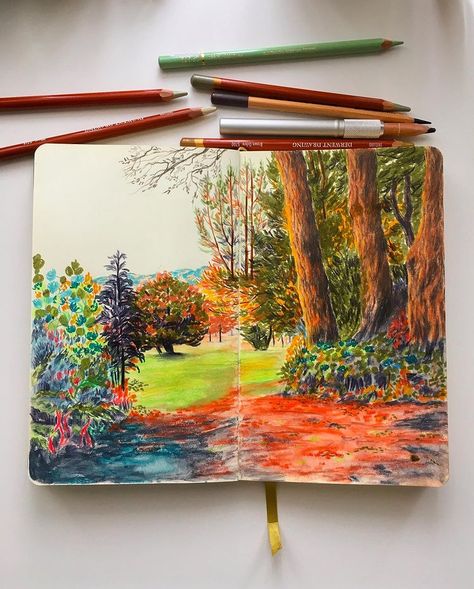 Landscape studies with colored pencils & neocolor II 🖼️ 🌳 @jacksons_art #landscape #sketchbook #sketchbookdrawing #sketchbookart #nature… | Instagram Color Pencils Draw, Colored Pencil Abstract Art, Pencil Colour Landscape, Color Pencil Sketches Landscape, Neocolor Ii Art, Color Pencil Landscape, Colored Pencil Landscape, Colour Pencil Art Landscapes, Colourful Sketchbook