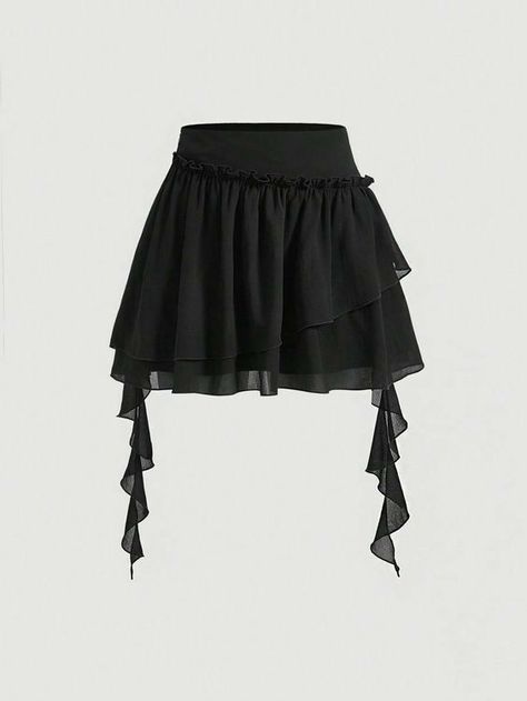 Flamenco Skirt, Ruffle Hem Skirt, Chiffon Ruffle, Hem Skirt, Mode Inspo, Stage Outfits, Black Ruffle, Kpop Outfits, Black Skirt