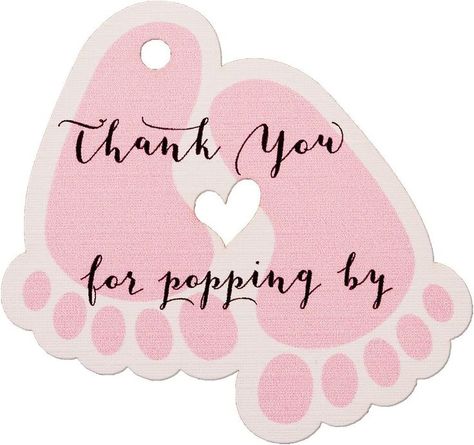 Baby Feet Baby Shower Favor Thank You Tags Thank You for Popping By (Pink) Cricut Bags, Baby Thank You Cards, Summer Ray, Baby Shower Favor, Pink Brand, Thank You Tags, Favor Bag, Pink Baby