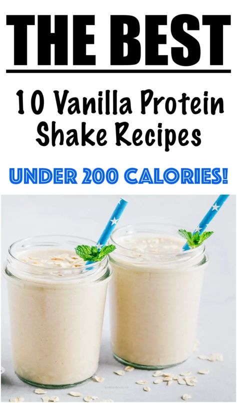 Low Cal Protein Shakes, Low Calorie Protein Shake, Vanilla Protein Shake Recipes, Vanilla Shake Recipes, Protein Powder Recipes Shakes, Vanilla Protein Smoothie, Vanilla Protein Shake, Shake Recipes Healthy, Shake Ideas