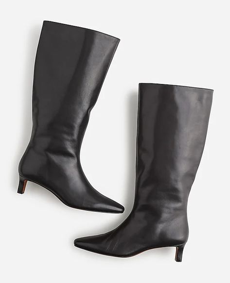 The Dimes Kitten-Heel Knee-High Boot with Extended Calf in Leather | Madewell Comfortable Fall Shoes, Trendy Fall Boots, Fall Leather Boots, Fall Boots For Women, Shoes For Women Trendy, Fall Loafers, Fall Shoes For Women, Fall Shoe Trends, Fall Fashion Shoes