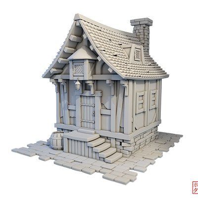 Search Concept Art Medieval, Art Medieval, Medieval House, Environment Props, Blender Models, Cartoon House, 3d Concept, Medieval Houses, Building Concept