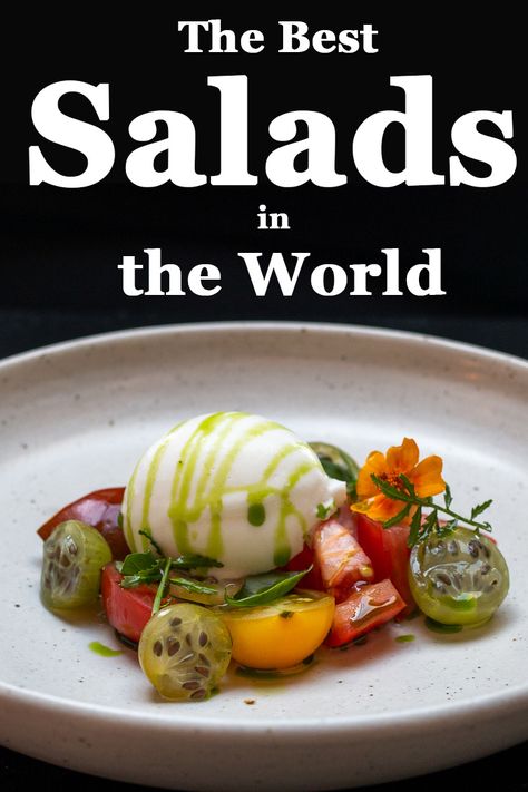 Check out our picks for the 33 best salads in the world. | cobb salad | nicoise salad | caesar salad Best Salad Presentation, Cafe Salads Ideas, Easy Nicoise Salad Recipe, Nicoise Salad Plating, Gourmet Salads Plating, Gourmet Salad Ideas, Starter Salads Fine Dining, Fancy Salad Ideas, Beautiful Salad Presentation