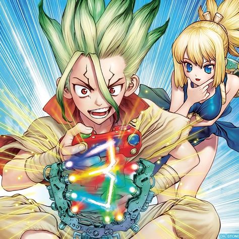 Dr Stone Official Art, Senku X Kohaku, Fate Grand Order Lancer, Random Anime Icons, Ulquiorra And Orihime, Dr Stone Senku, Dark Continent, Senku Ishigami, Stone World