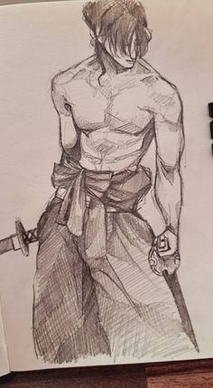 Anatomy Of Men Drawing, Aesthetic Men Drawing, Boy Drawings Sketches, Cool Sketch Ideas Vintage, Sketch Ideas Boy, Samurai Drawing Reference, Mens Body Drawing, Intense Drawings, Atonomy Reference