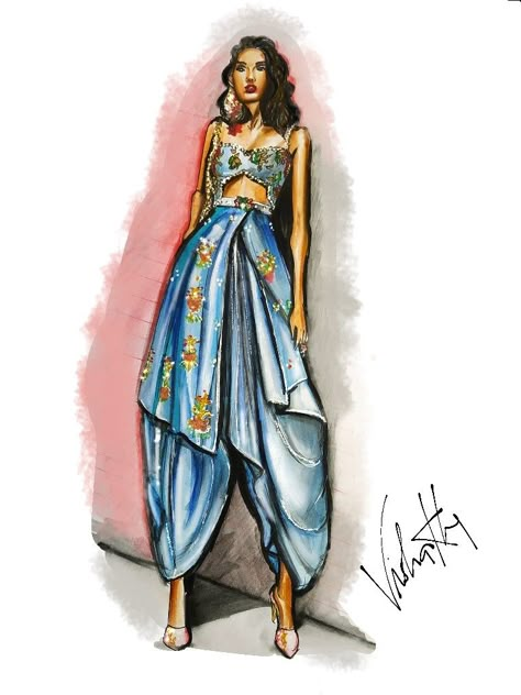 Indowestern Fashion Illustration, Indowestern Outfits Illustration, Indowestern Illustration, Indian Dress Illustration, Indo Western Illustration, Indo Western Dress Illustration, Western Fashion Illustration, Desi Sketch, Jeans Illustration