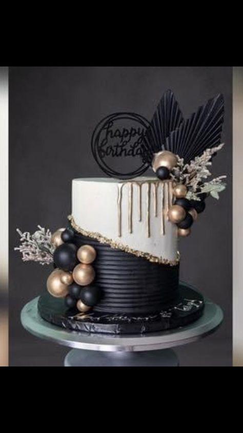 Black And Gold 60th Birthday Cake, 40th Birthday Cakes Ideas For Women, Rose Gold 50th Birthday Cake, Black And Gold Cake Birthday For Women, 40th Birthday Cake Ideas For Men, 60th Birthday Cake For Men, Black And Gold Birthday Cake, Black And Gold Cake, 60th Bday