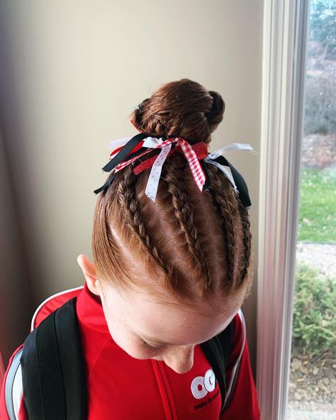 Gymnastic Competition Hair, Gymnastics Hairstyles For Competition, Gymnastics Competition Hair, Gymnastics Meet Hair, Competition Hairstyles, Gymnastics Hairstyles, Volleyball Hair Bows, Track Hair, Gymnastics Meet