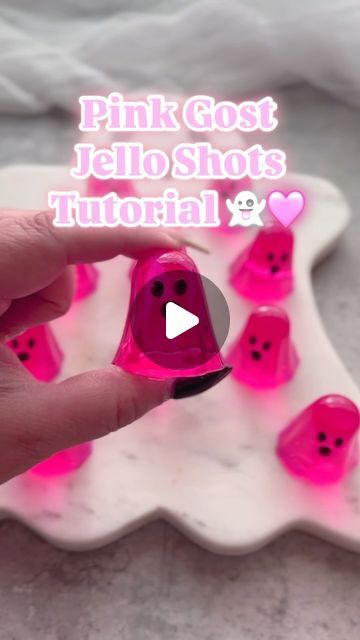 Johany Torres on Instagram: "👻🩷Pink ghost jello shots 🩷👻

As promised here is the full tutorial & recipe for my viral ghost jello shots! Tag me @joscakes_ in your jello shot creations! 

1 box of @starburst Pink Gelatin from @walmart 
1 cup of boiling water 
1 cup of Tequila blanco @tequila3amigos or (Rum,Gin,Vodka) 
Note: For a nonalcoholic version substitute the spirits for 1 cup of cold water. 
3 packets of unflavored gelatin (each packet is 0.25 oz) from Walmart 
Optional: 1-2 drops of hot pink food coloring 

Directions: 

In a bowl add starburst gelatin mix and all 3  packets of unflavored gelatin. Mix both gelatin mixtures well before adding water. Add in the hot water mix well, then add your spirit of choice. Mix well. Add 1-2 drops of hot pink food coloring if you want your gh Ghost Jello Shots Recipe, Clear Jello Shots, Ghost Jello Shots, Hot Pink Food, Gelatin Desserts, October Daily, Jello Shot, Jello Shot Recipes, Gelatin Dessert