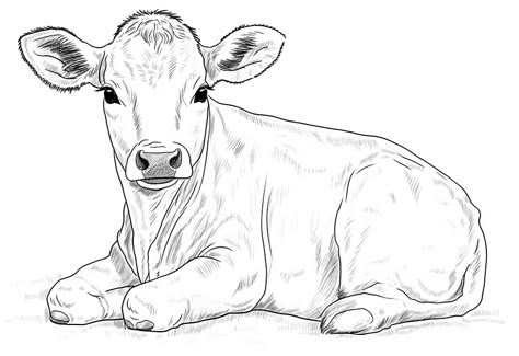 Cow Coloring Pages - 19 Free Coloring Sheets Cow Laying Down Drawing, Cow Sketch Drawings, Cow Drawing Simple, Drawings Of Cows, Baby Cow Drawing, Cow Illustration Cute, Cow Line Drawing, Cows Drawing, Western Coloring Pages