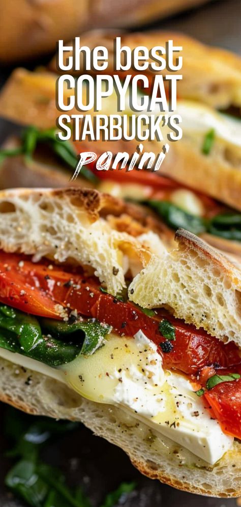 Copycat Starbucks Tomato Mozzarella Panini [40 Minutes] – Chasety Starbucks Mozzarella Panini, Tomato Mozzarella Pesto Panini, Tomato And Mozzarella On Focaccia, Copycat Starbucks Tomato Mozzarella, Starbucks Tomato Mozzarella Focaccia, Starbucks Tomato Mozzarella Panini, Chibatta Sandwiches Dinners, Panini Recipes Vegetarian, Starbucks Panini